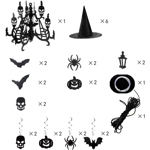 Set 27 decorațiuni suspendate de Halloween JOYIN cu pălărie de vrăjitoare, dovleac, fantomă și păianjen