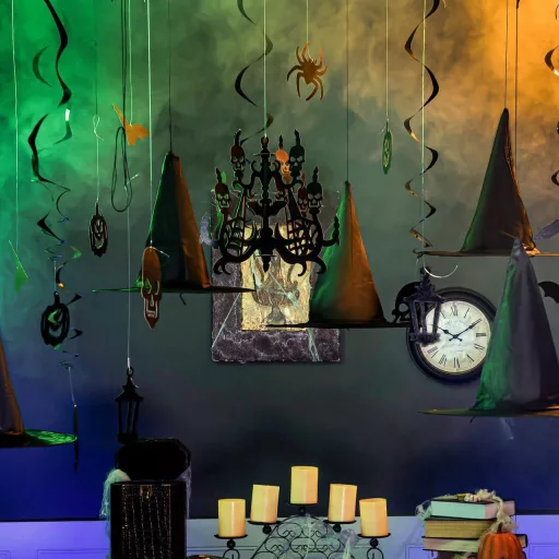 Set 27 decorațiuni suspendate de Halloween JOYIN cu pălărie de vrăjitoare, dovleac, fantomă și păianjen