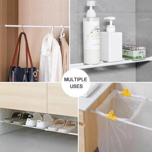 Goowin Set de tije telescopice 6 buc - Tije tensionabile reglabile 40-70 cm fără găurire, oțel inoxidabil, pentru dulapuri, bucătărie, dressing, rafturi