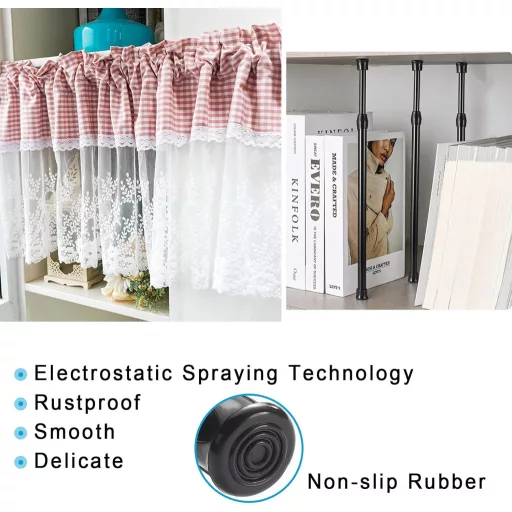 Set 6 bare telescopice Goowin - 30-50cm, bare de tensionare reglabile fără găurire, oțel inoxidabil, pentru dulap, bucătărie, dressing, rafturi