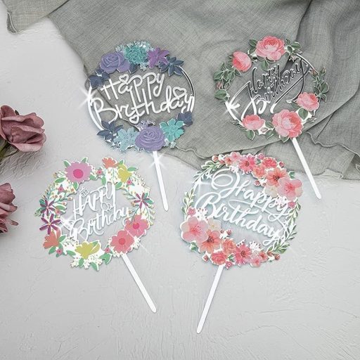 Sada zlatých ozdôb na narodeninovú tortu - 24 ks trblietavých dekorácií