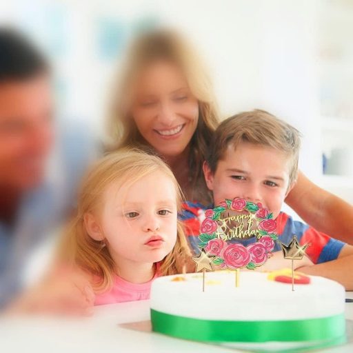 Sada zlatých ozdôb na narodeninovú tortu - 24 ks trblietavých dekorácií