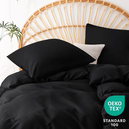 Set lenjerie de pat din microfibră WAVVE, 4 piese, 135x200 cm, antracit