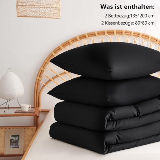 Set lenjerie de pat din microfibră WAVVE, 4 piese, 135x200 cm, antracit