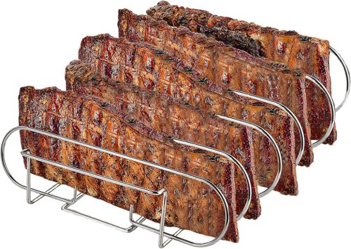 LyximGss Rozsdamentes Acél Oldalas Tartó - 5 Bordához Tervezett Grillező Kiegészítő Gáz és Faszenes Grillhez - Mosogatógépben Mosható, 33x29