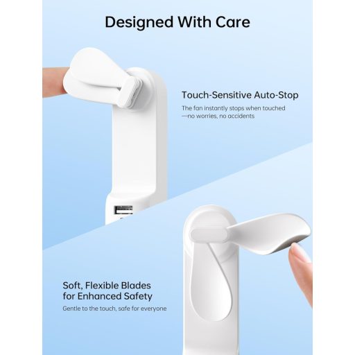 Ventilator portabil 3 în 1 JISULIFE cu funcție de powerbank și lanternă - Reîncărcare USB, autonomie 12-19 ore, portabil, alb
