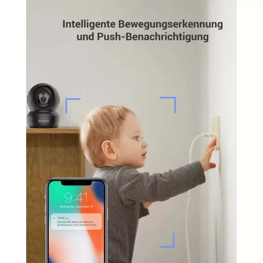 EZVIZ C6N 1080p WiFi IP Kamera - Vnútorná bezpečnostná kamera s obojsmerným zvukom, detekciou pohybu a nočným videním pre dohľad nad domácimi zvieratami a bábätkami.