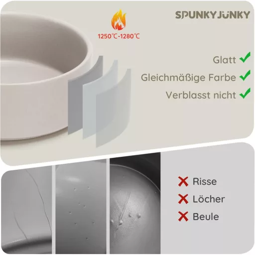 SPUNKYJUNKY Kerámia Dupla Tál Bambusz Állvánnyal Kutyáknak Macskáknak 400ml Szürke