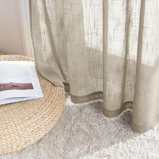 Set de perdele PONY DANCE, 2 bucăți, aspect in taupe, 245x140 cm
