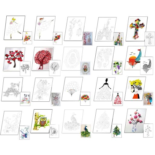 Woohome 48 darabos papír quilling készlet sablonokkal és mintázatokkal