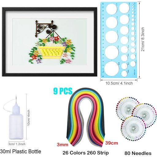 Woohome 48 darabos papír quilling készlet sablonokkal és mintázatokkal