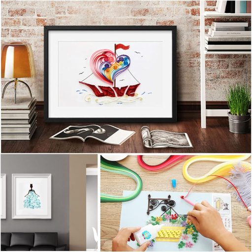 Set de 48 de piese pentru quilling din hârtie Woohome, cu șabloane și modele