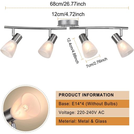 Unikcst 4 izzós LED mennyezeti spotlámpa E14 forgó modern lámpa nappalihoz 230V