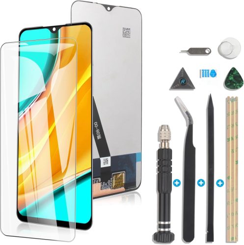 RongZy LCD Kijelző és Érintőképernyő Xiaomi Redmi 9 M2004J19G M2004J19C Telefonhoz - Fekete Csereképernyő Szerelő Eszközökkel