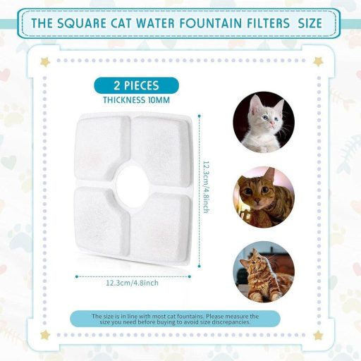 Cserélhető Szűrő Macska Ivókúthoz, Aktivált Szén és Ioncserélő Gyanta 2db-os 12,4 x 12,4 cm