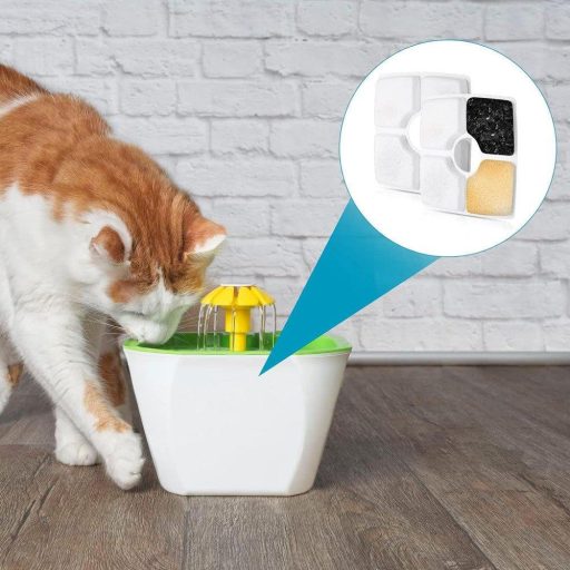 Cserélhető Szűrő Macska Ivókúthoz, Aktivált Szén és Ioncserélő Gyanta 2db-os 12,4 x 12,4 cm