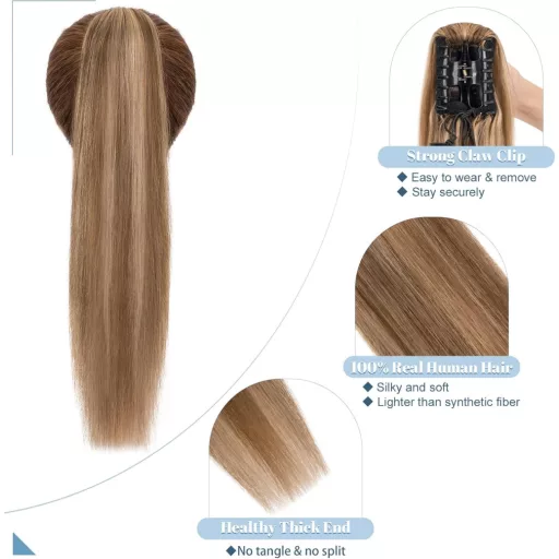 SEGO 50cm Emberi Hajú Lófarok Kiterjesztés Csipesz Remy Hajpótlás Egyenes #4/27 120g