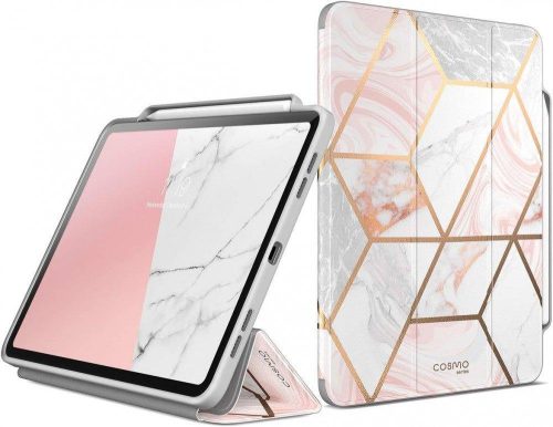Husă de protecție cu model marmură roz și suport pentru Apple iPad Pro 11 (2018-2021)