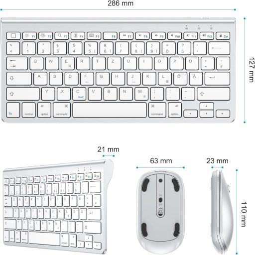 OMOTON Bluetooth tipkovnica za Mac, talijanski raspored, numerička tipkovnica, kompatibilna s MacBook Air/Pro/iMac, bijela