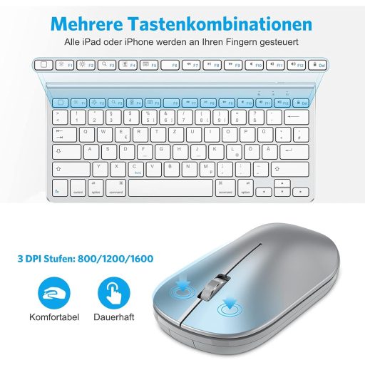 OMOTON Bluetooth tipkovnica za Mac, talijanski raspored, numerička tipkovnica, kompatibilna s MacBook Air/Pro/iMac, bijela