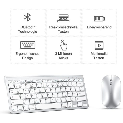 OMOTON Bluetooth tipkovnica za Mac, talijanski raspored, numerička tipkovnica, kompatibilna s MacBook Air/Pro/iMac, bijela