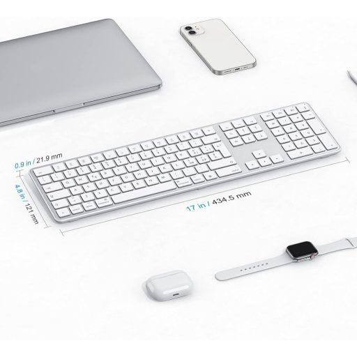 Tastatură Bluetooth OMOTON pentru Mac, Layout Italian, Tastatură Numerică, Compatibilă cu MacBook Air/Pro/iMac, Albă