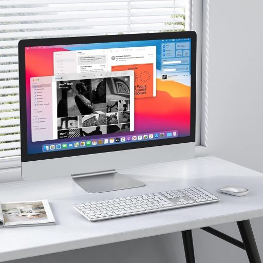 Tastatură Bluetooth OMOTON pentru Mac, Layout Italian, Tastatură Numerică, Compatibilă cu MacBook Air/Pro/iMac, Albă