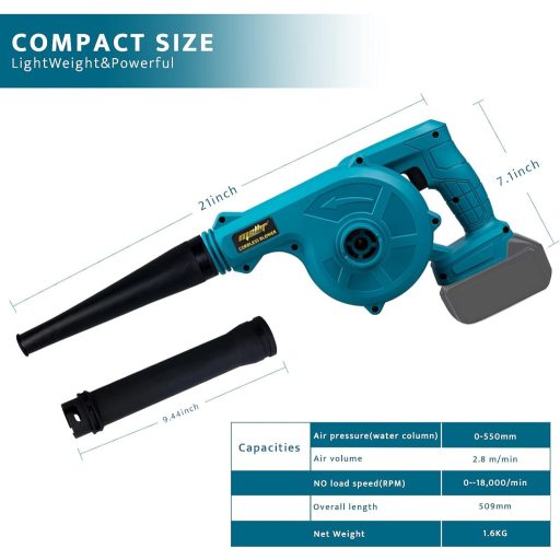 Mellif 18V LXT akkumulátoros lombfúvó gyűjtőtasakkal Makita kompatibilis