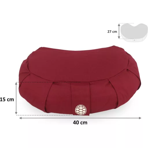 TORTUGA MEDITATION & YOGA Polumjesec jastuk za meditaciju s punjenjem od ljuske heljde, 15 cm, pamučna navlaka