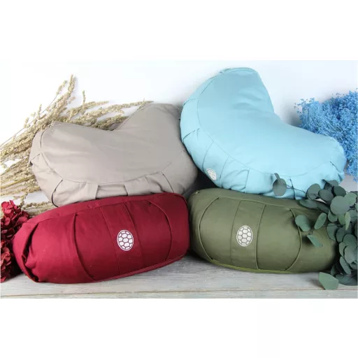 TORTUGA MEDITATION & YOGA Polumjesec jastuk za meditaciju s punjenjem od ljuske heljde, 15 cm, pamučna navlaka