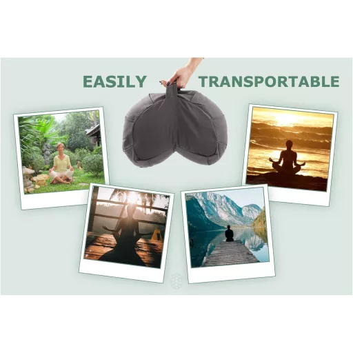 TORTUGA MEDITATION & YOGA Polumjesec jastuk za meditaciju s punjenjem od ljuske heljde, 15 cm, pamučna navlaka