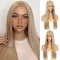 Perucă lungă și dreaptă, blond cenușiu, cu dantelă frontală, pentru femei, marca Sapphirewigs
