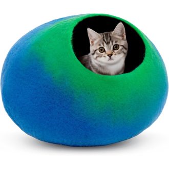   Woolygon Gyapjú Macskabarlang - 100% Merinó Gyapjúból Kézzel Készített Öko-barát Filc Bújó Minden Méretű Cicának, Önmelegítő Funkcióval, Ind