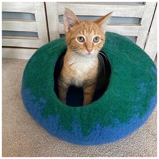 Woolygon Mačja Spilja od Vune - Ručno Rađena Eko-prijateljska Filcana Skrivalica od 100% Merino Vune za Sve Veličine Mačaka, sa Samozagrijavajućom Funkcijom, Ind
