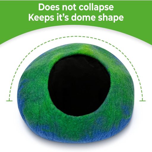 Woolygon Gyapjú Macskabarlang - 100% Merinó Gyapjúból Kézzel Készített Öko-barát Filc Bújó Minden Méretű Cicának, Önmelegítő Funkcióval, Ind