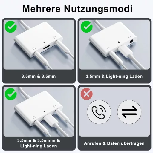 AMLLXEN iPhone 3.5mm audio adapter töltőporttal 3 az 1-ben