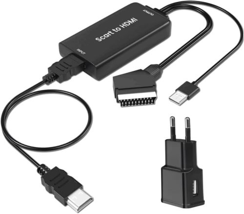 Cablu adaptor AMANKA SCART-HDMI - Convertor Video și Audio Full HD 1080P pentru HDTV, VHS, Xbox, PS3, DVD și Blu-ray
