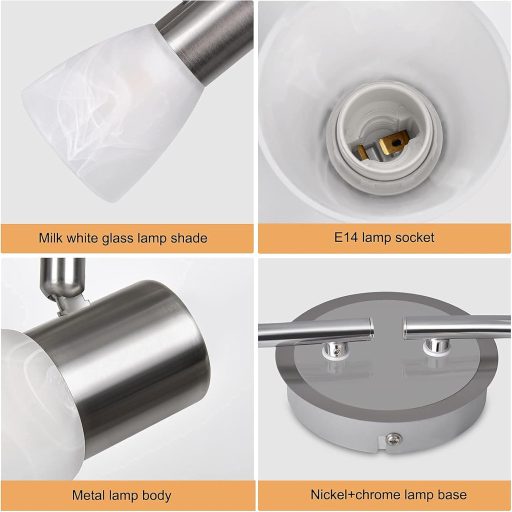 Unikcst stropna svjetiljka s 4 žarulje E14, rotirajuće reflektorsko svjetlo, topla bijela 3000K