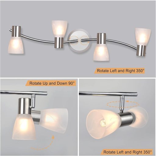Unikcst stropna svjetiljka s 4 žarulje E14, rotirajuće reflektorsko svjetlo, topla bijela 3000K