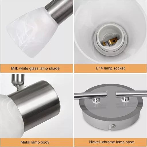 Unikcst 4 izzós E14 mennyezeti lámpa forgó spotlámpa meleg fehér 3000K