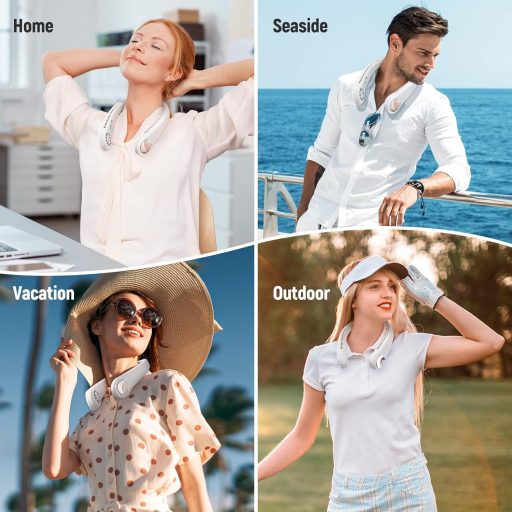 SMARTDEVIL Ventilátor na krk - Prenosný chladič krku bez lopatiek s 3 rýchlosťami, nabíjateľný, pre použitie v kancelárii, na cestách a pri kempovaní