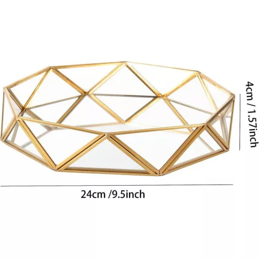 24 cm Ékszer Tálca, Kozmetikai Tálca, Arany Díszes Tálca, Ékszer Rendező, Kozmetika Újracsomagolt termék