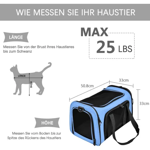 Qlfyuu összecsukható háziállat szállító box közepes kis kedvenceknek 25kg kék nagy