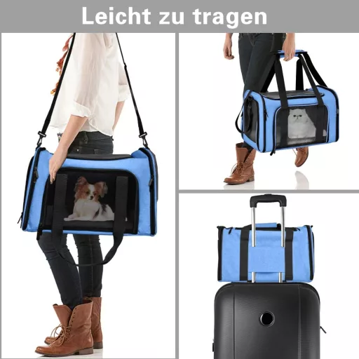 Qlfyuu összecsukható háziállat szállító box közepes kis kedvenceknek 25kg kék nagy