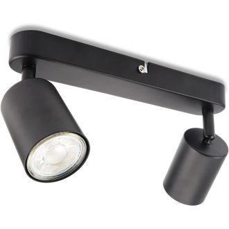   Lampă de plafon cu LED, 2 brațe, spot rotativ, GU10, retro, neagră