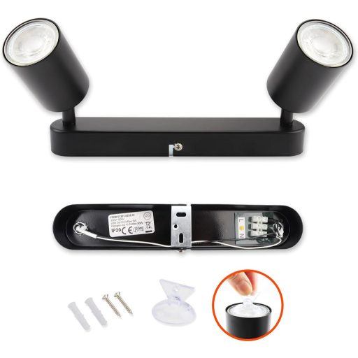 da LIGHT LED Mennyezeti Lámpa 2-Ágú Forgó Spotlámpa GU10 Retro Fekete