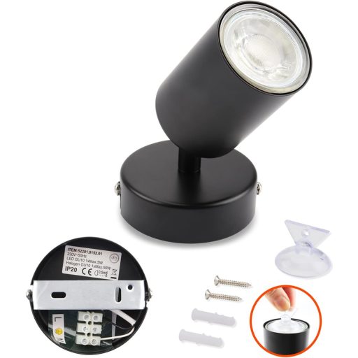 DA LIGHT Plafonieră LED, Spot rotativ GU10, Negru, Retro, Living, Dormitor, Bucătărie