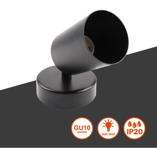 DA LIGHT Plafonieră LED, Spot rotativ GU10, Negru, Retro, Living, Dormitor, Bucătărie