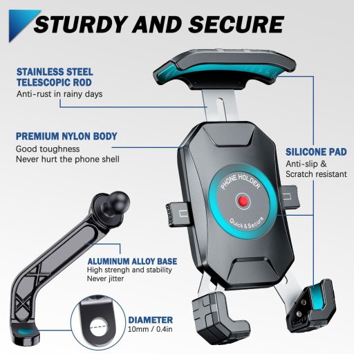 KTUEOV 360° otočný motorizovaný držiak na telefón pre 4-7" smartfóny s upevnením na zrkadlo