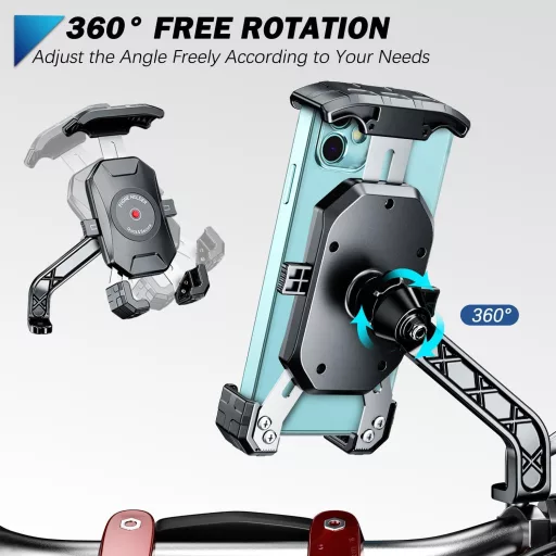 KTUEOV 360° Forgatható Motoros Telefontartó 4-7" Okostelefonhoz Tükörre Szerelhető - black